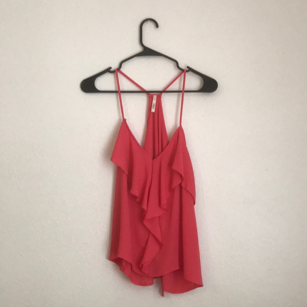 Pink ruffle top